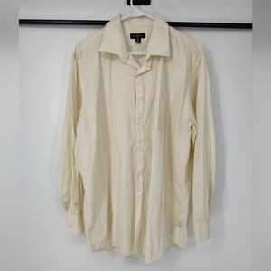 Ziggurat Pale Yellow Long-Sleeve Dress Shirt - Classic Point Collar Size Mens XL